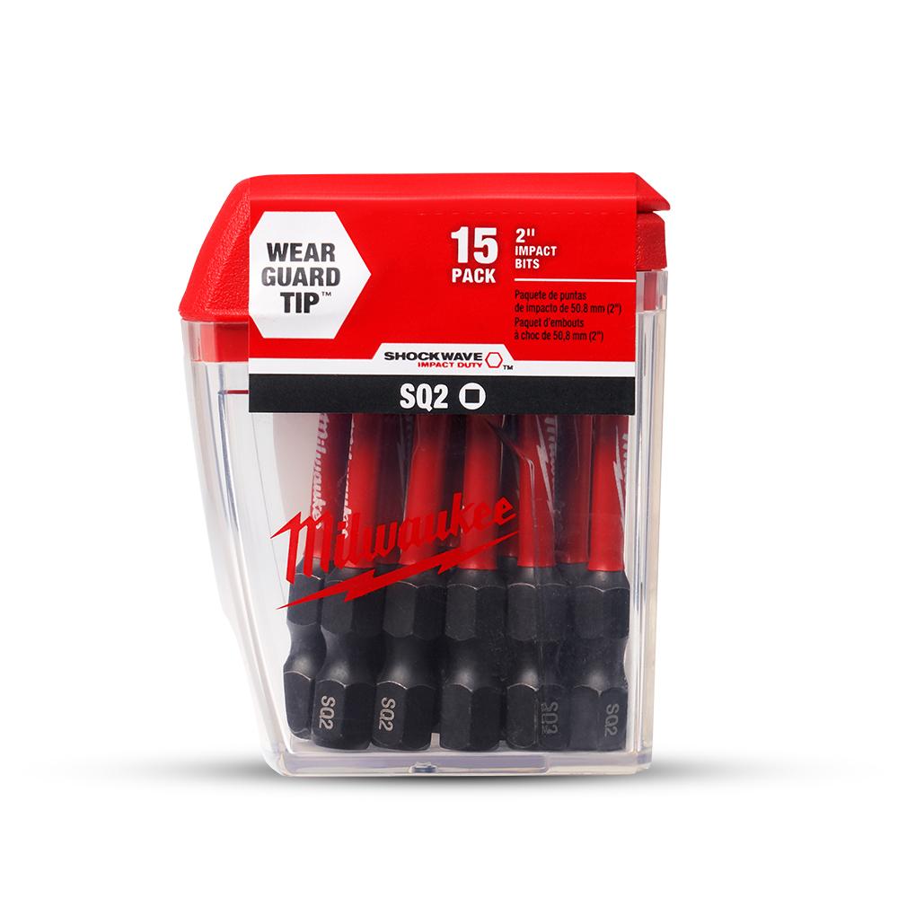 Milwaukee 48325010 15-Pack 50mm (2") SHOCKWAVE Square #2 Power Bit – image 4