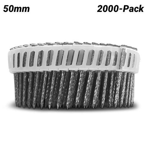 Air BPD DD2550SSS2M 2000-Pack 50mm x 2.5mm Screw Shank Stainless Steel Oval Head Coil Decking Nails