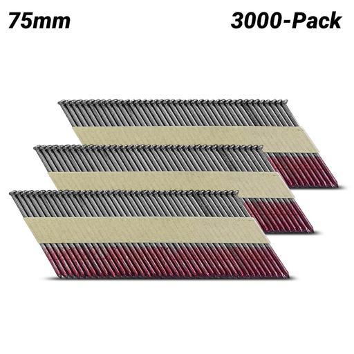 Air BPD AIRS159219 (S30675HDG) 3000-Pack 75mm x 3.06mm 34º Smooth Shank Hot Dip Galvanised Strip Framing Nail