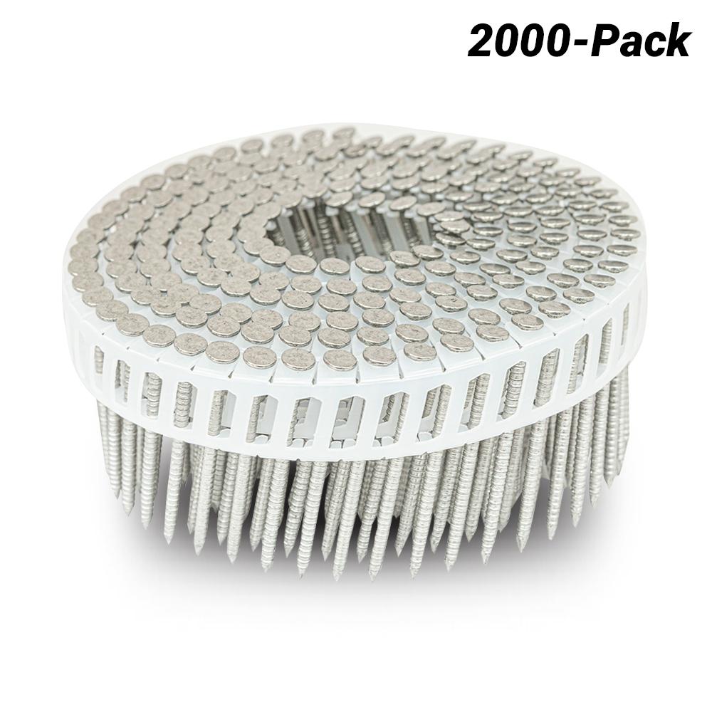 Air BPD AIRS159249 (P2550RSSF2M) 2000-Pack 50mm x 2.5mm 15º Ring Shank HOP DIP Stainless Steel Flat Head Coil Nails – image 1