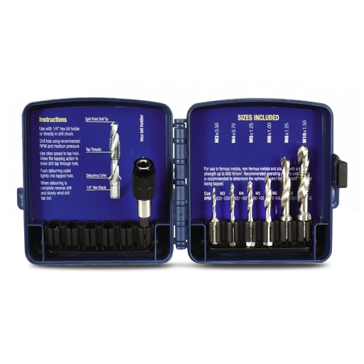 Bordo 3011-S1 8G, 10G, 12G, 1/4", 5/16" & 3/8" MC HSS Drill Tap Set
