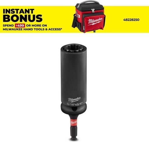 Milwaukee 49665121 SHOCKWAVE™ Lineman’s 2-in-1 9/16” & 3/4” 12 Point Socket
