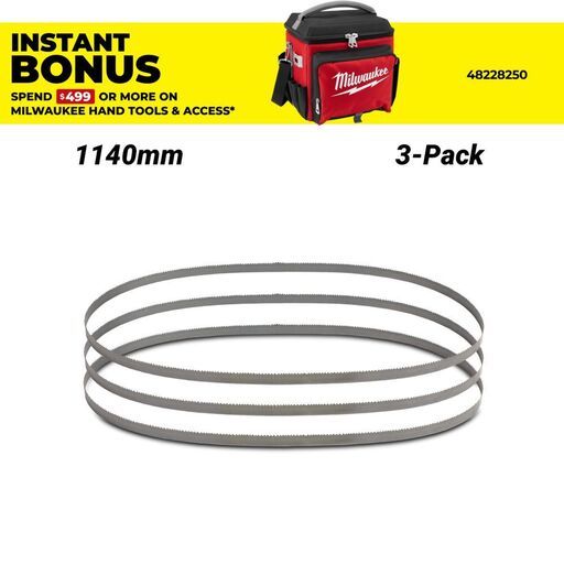 Milwaukee 48390611 3-Pack 1140mm Deep Cut Extreme Thin Metal Bandsaw Blades