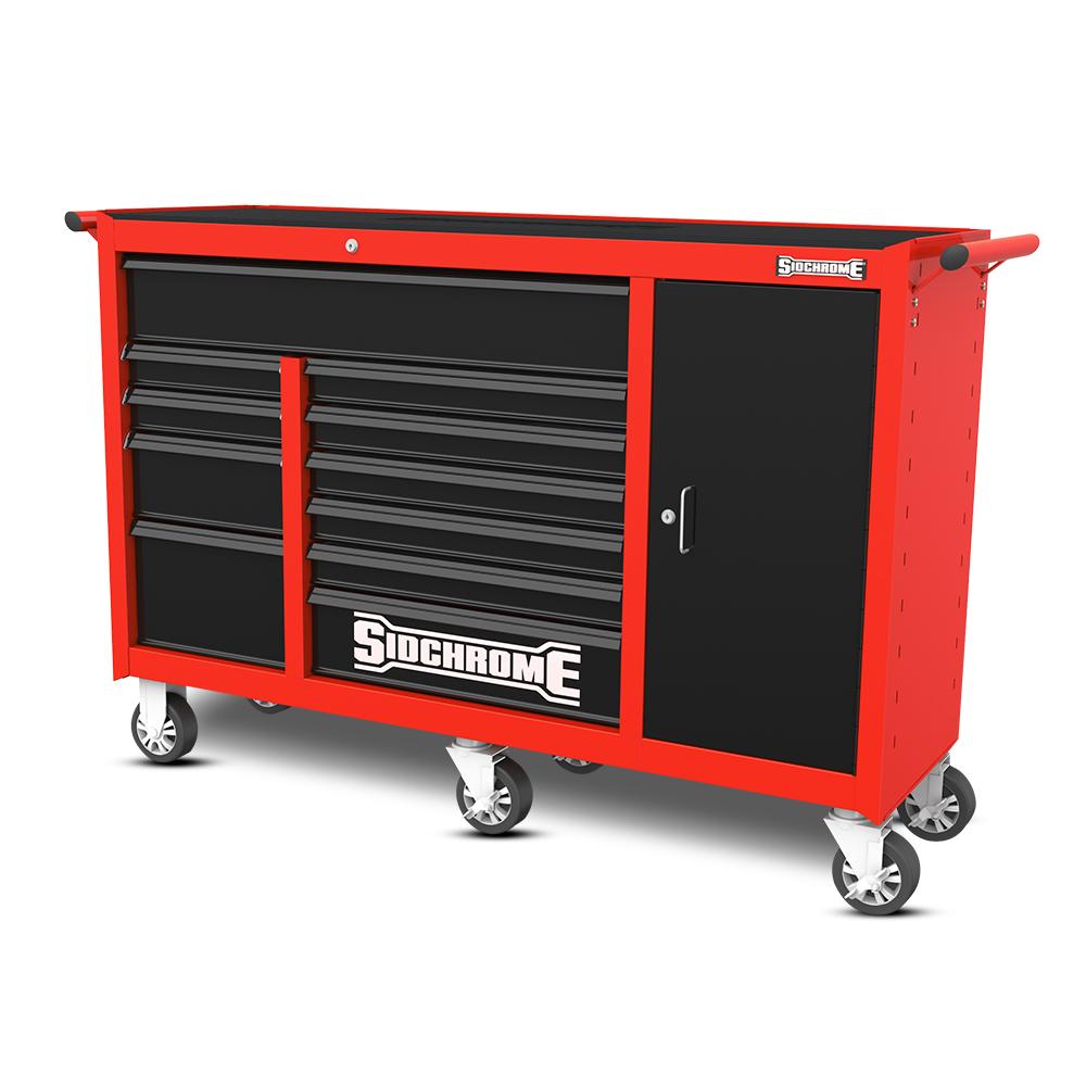 Sidchrome Scmt50276rb 11 Drawer Triple Bank Roller Cabinet Red And Black