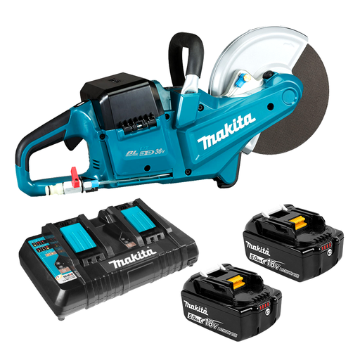 Makita DCE090PT2 36V (18V x 2) 5.0Ah Li-ion Cordless Brushless 230mm (9") Power Cut Concrete Saw Combo Kit