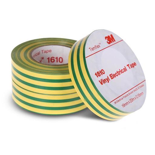 3M AE010586723 19mm x 20m Green/Yellow Stripe General Purpose Vinyl Electrical Tape