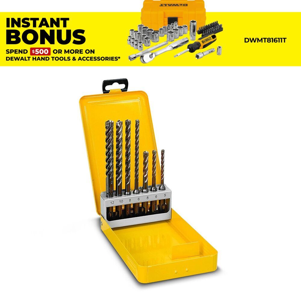 DeWalt DT8976-QZ 7pce SDS Plus XLR 4 Cutter Concrete Drill Bit Set – image 1