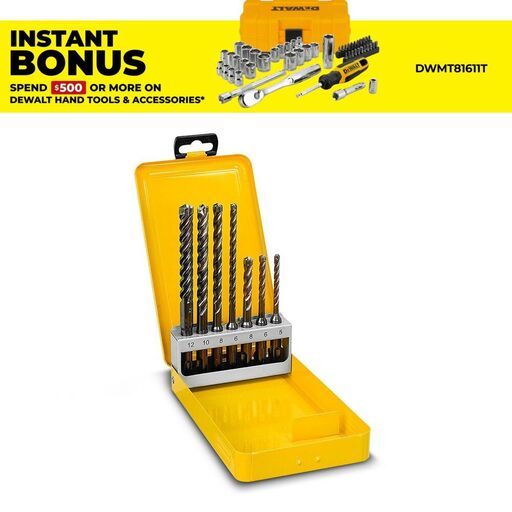 DeWalt DT8976-QZ 7pce SDS Plus XLR 4 Cutter Concrete Drill Bit Set