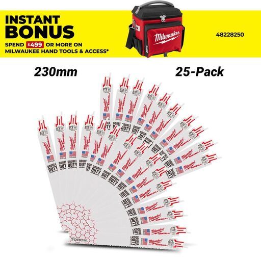 Milwaukee 48008713 25pce 230mm SAWZALL 10TPI Bi-Metal Reciprocating Saw Blade