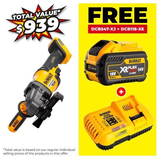 DeWalt DCG418N-XJ 54V FlexVolt XR Li-Ion Cordless Brushless 125mm (5") Angle Grinder - Skin Only
