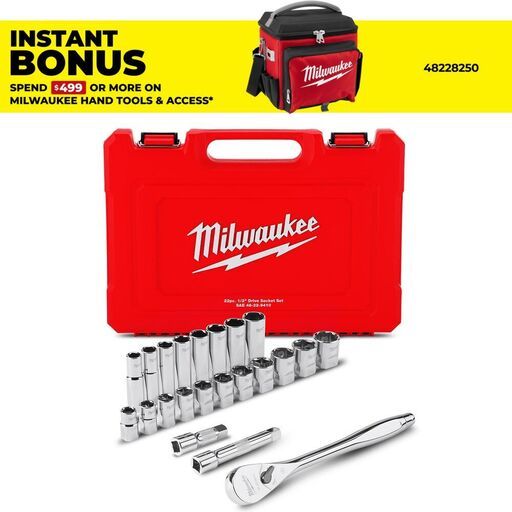Milwaukee 48229410 22pce 1/2" Drive Socket SAE Set