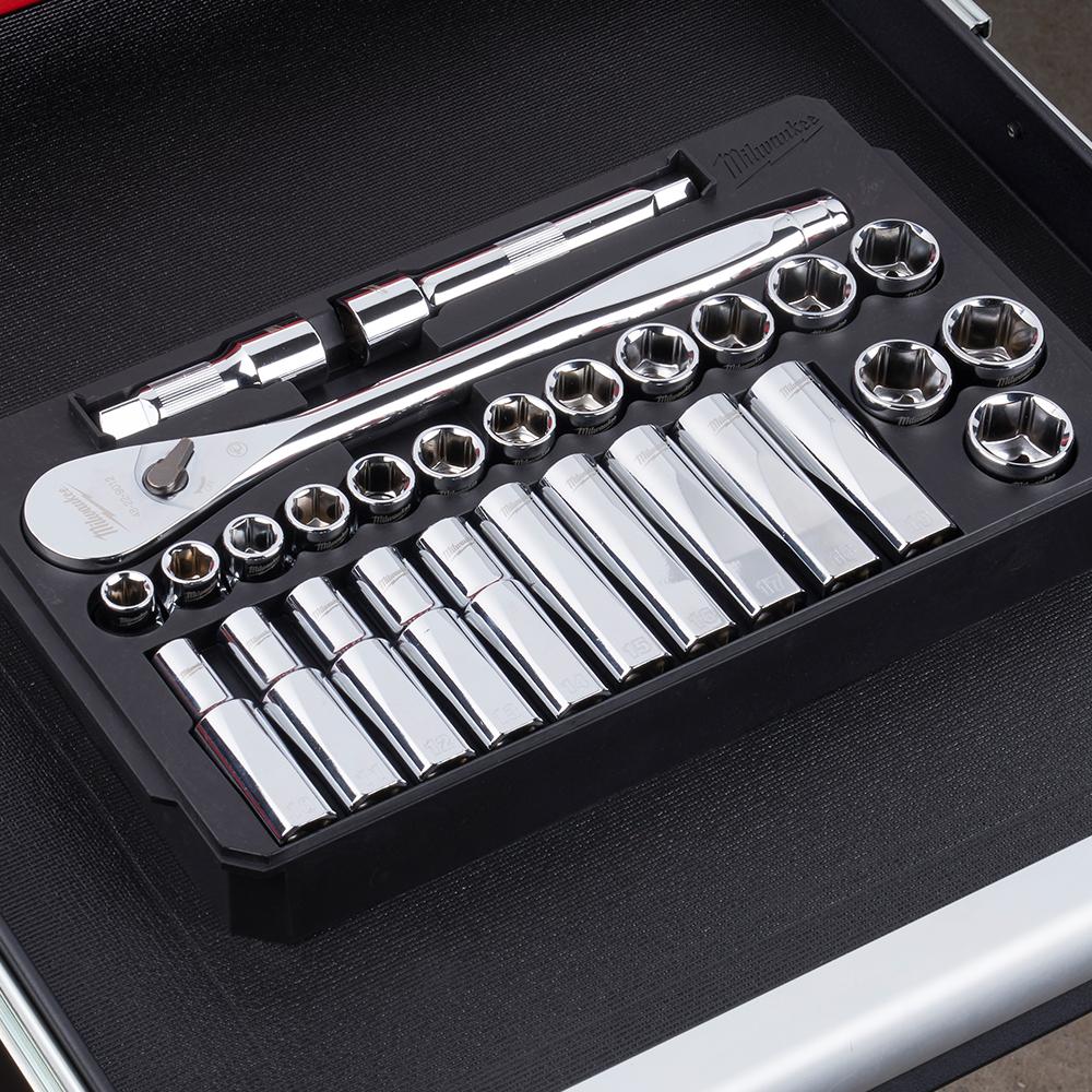 Milwaukee 48229510 28pce 1/2" Drive Metric Socket Ratchet Set – image 8