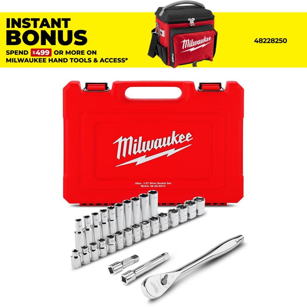 Milwaukee 48229510 28pce 1/2" Drive Metric Socket Ratchet Set – image 1