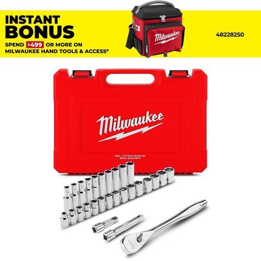 Milwaukee 48229510 28pce 1/2" Drive Metric Socket Ratchet Set
