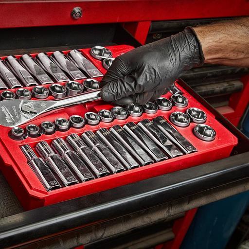 Milwaukee 48229010 47pce 1/2" Drive Metric & SAE Ratchet & Socket Set – image 9
