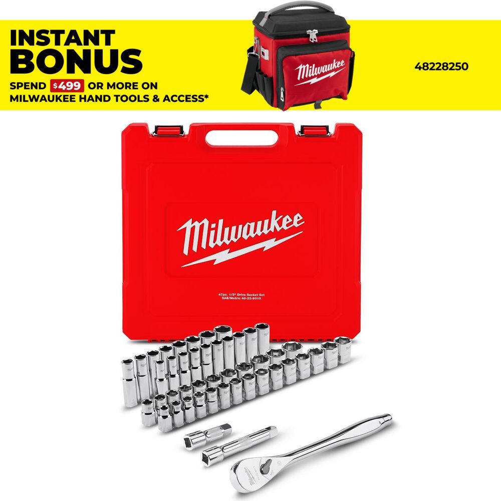 Milwaukee 48229010 47pce 1/2" Drive Metric & SAE Ratchet & Socket Set – image 1
