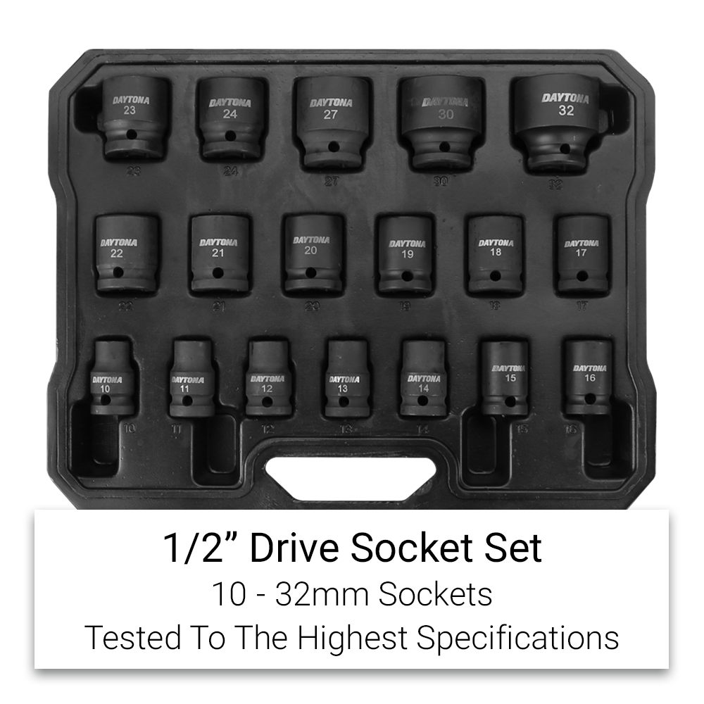 Daytona D18ISS 18pce 1/2" Drive Impact 10-32mm Metric Socket Set – image 2