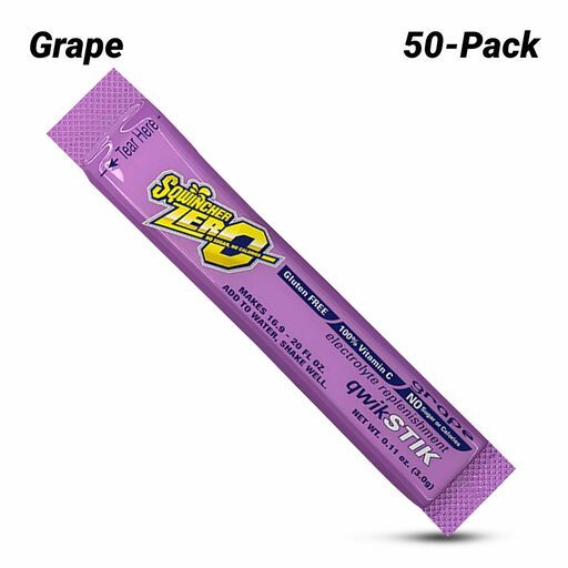 Sqwincher SQ0106 50-Pack Sugar Free Qwik Stiks - Grape