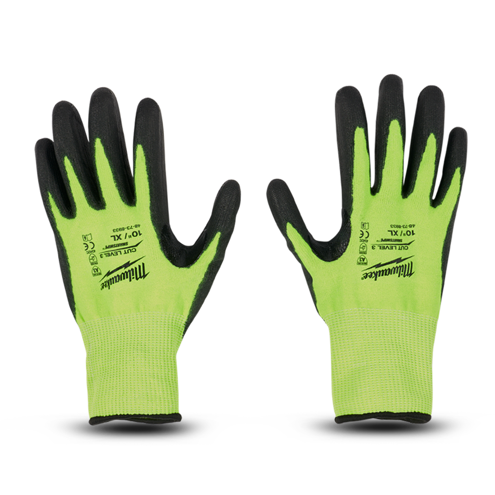 Milwaukee 4873893 High Visibility Cut Level 3 Polyurethane Dipped Gloves