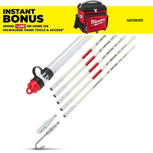 Milwaukee 48224160 7.5m (25ft) Fish Stick Cable Rod Feeder Combo Kit