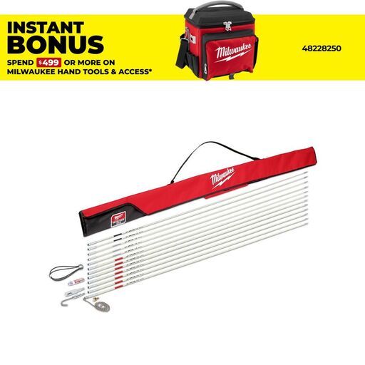 Milwaukee 48224156 18m (60ft) Fish Stick Cable Rod Feeder Combo Kit