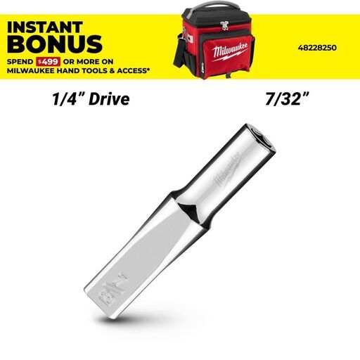 Milwaukee 45349013 1/4’’ Drive 7/32’’ SAE 6-Point Deep Socket