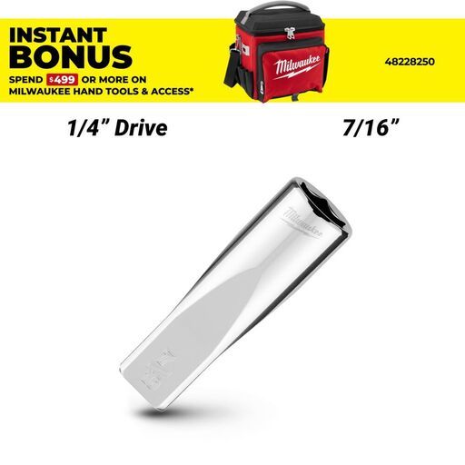 Milwaukee 45349019 1/4’’ Drive 7/16’’ SAE 6-Point Deep Socket