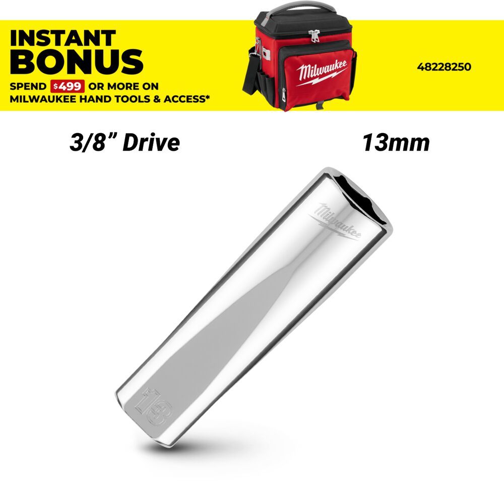 Milwaukee 45340013 3/8’’ Drive 13mm Metric 6-Point Deep Socket – image 1