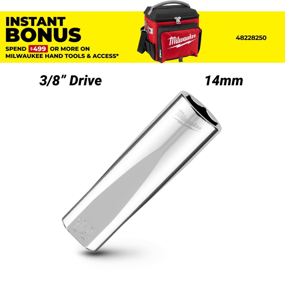 Milwaukee 45340014 3/8’’ Drive 14mm Metric 6-Point Deep Socket – image 1