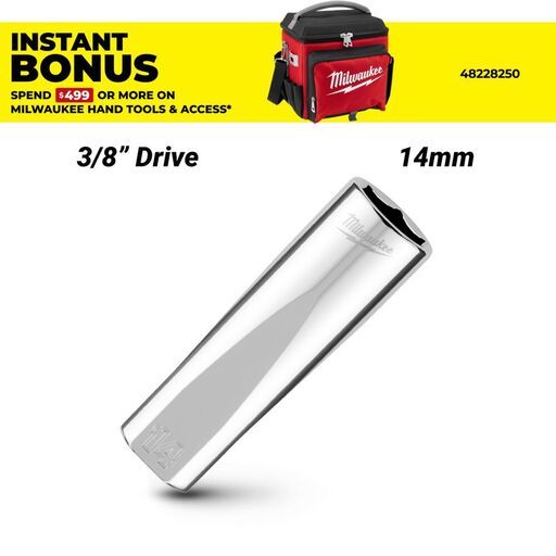 Milwaukee 45340014 3/8’’ Drive 14mm Metric 6-Point Deep Socket