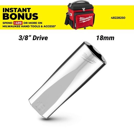 Milwaukee 45340118 3/8’’ Drive 18mm Metric 6-Point Deep Socket