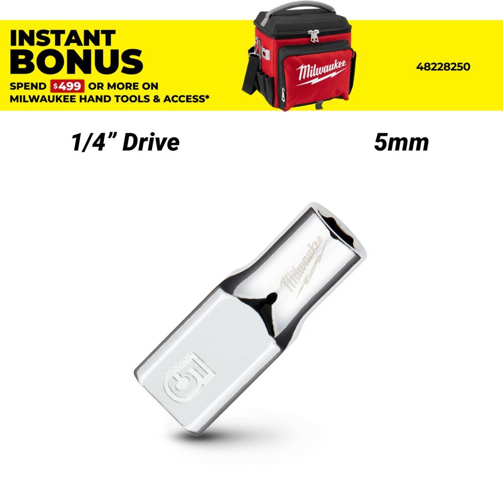 Milwaukee 45349030 1/4’’ Drive 5mm Metric 6-Point Standard Socket – image 1