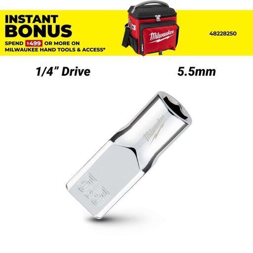 Milwaukee 45349031 1/4’’ Drive 5.5mm Metric 6-Point Standard Socket