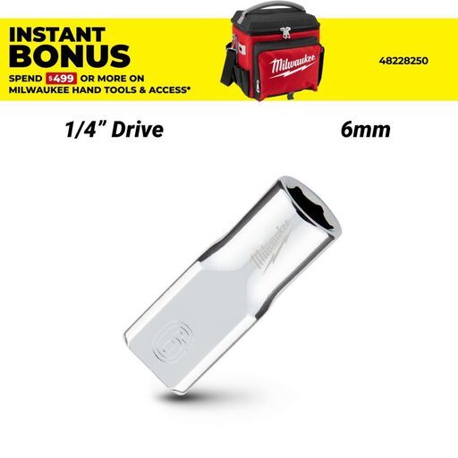Milwaukee 45349032 1/4’’ Drive 6mm Metric 6-Point Standard Socket