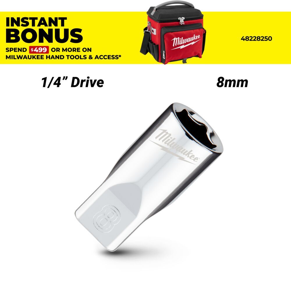 Milwaukee 45349034 1/4’’ Drive 8mm Metric 6-Point Standard Socket – image 1