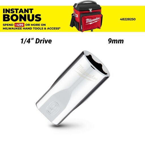Milwaukee 45349035 1/4’’ Drive 9mm Metric 6-Point Standard Socket