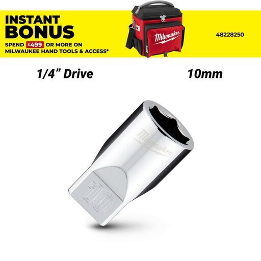 Milwaukee 45349036 1/4’’ Drive 10mm Metric 6-Point Standard Socket