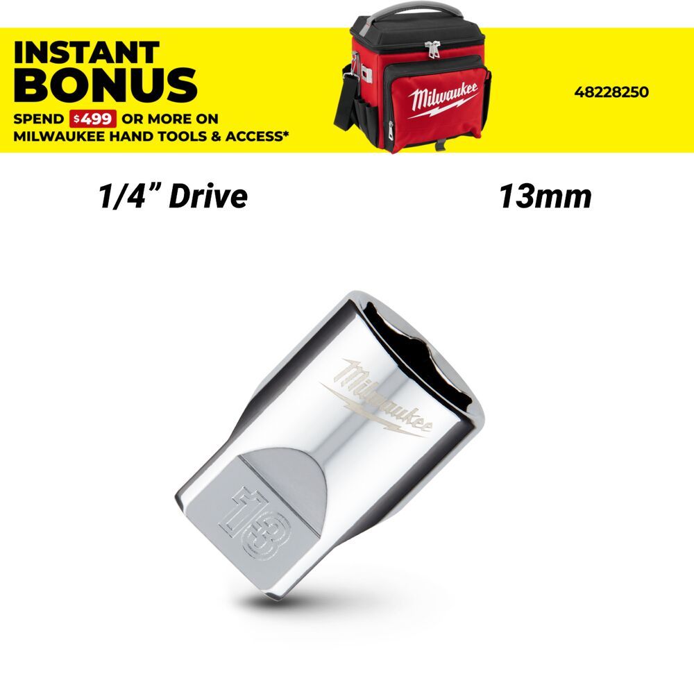 Milwaukee 45349039 1/4’’ Drive 13mm Metric 6-Point Standard Socket – image 1