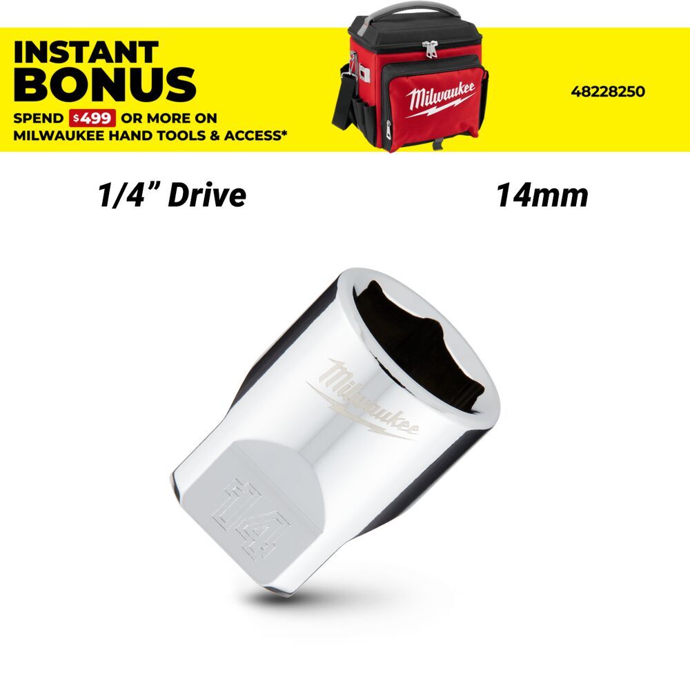 Milwaukee 45349040 1/4’’ Drive 14mm Metric 6-Point Standard Socket – image 1