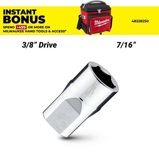 Milwaukee 45349063 3/8’’ Drive 7/16’’ SAE 6-Point Standard Socket