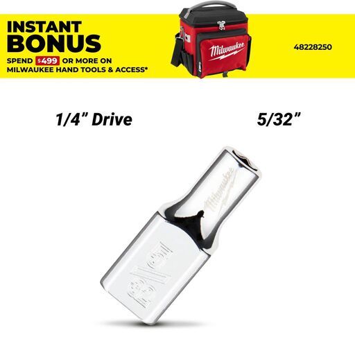 Milwaukee 45349000 1/4’’ Drive 5/32" SAE 6-Point Standard Socket
