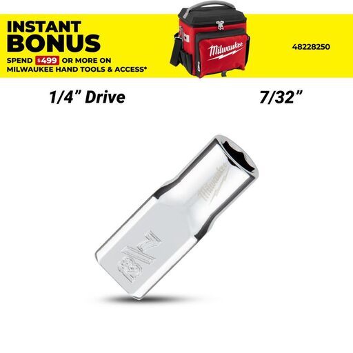 Milwaukee 45349002 1/4’’ Drive 7/32" SAE 6-Point Standard Socket