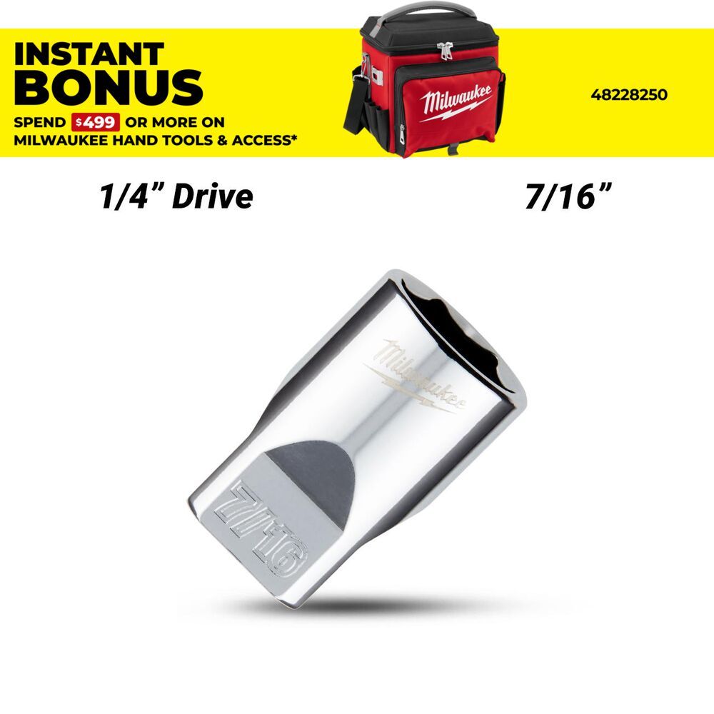 Milwaukee 45349008 1/4’’ Drive 7/16" SAE 6-Point Standard Socket – image 1
