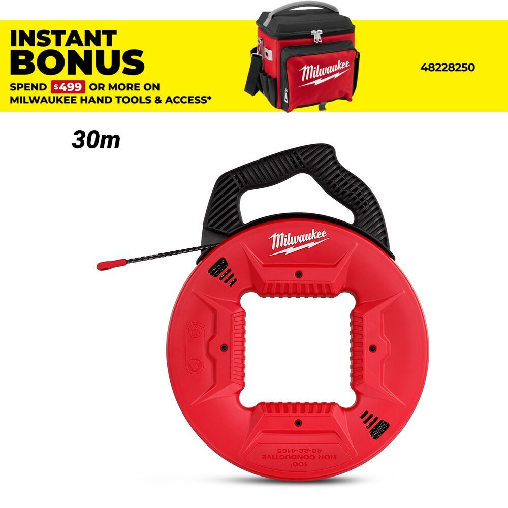 Milwaukee 48224165 30m 100ft Polyester Fish Tape Plastic Tip – image 1