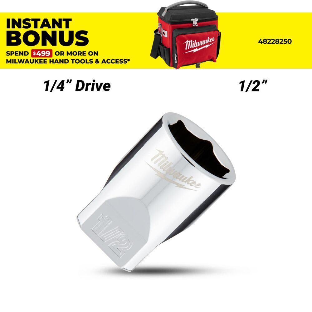 Milwaukee 45349009 1/4’’ Drive 1/2" SAE 6-Point Standard Socket – image 1