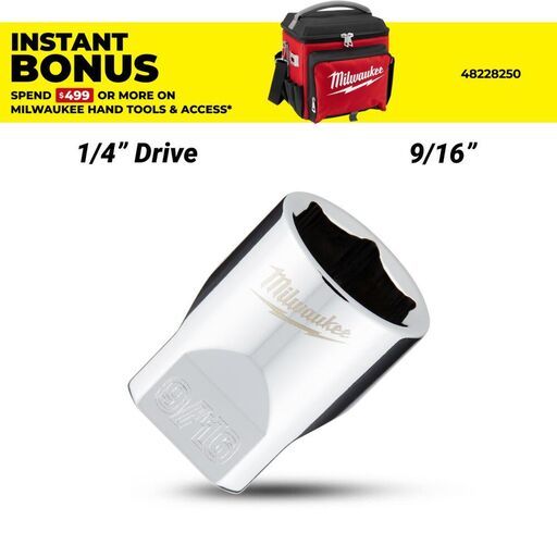 Milwaukee 45349010 1/4’’ Drive 9/16" SAE 6-Point Standard Socket