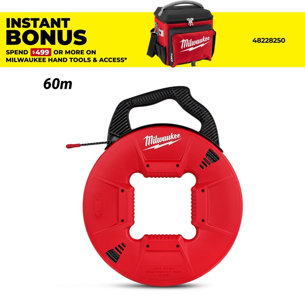 Milwaukee 48224167 60m 200ft Polyester Fish Tape Plastic Tip – image 1