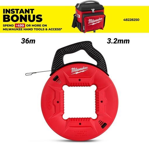 Milwaukee 48224176 36m 120ft 3.2mm Steel Fish Tape