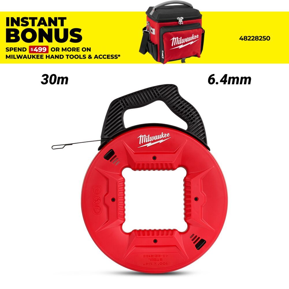 Milwaukee 48224185 30m 100ft 6.4mm Steel Fish Tape – image 1