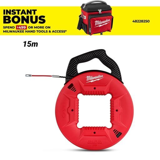 Milwaukee 48224192 15m 50ft Polyester Fish Tape Metal Leader